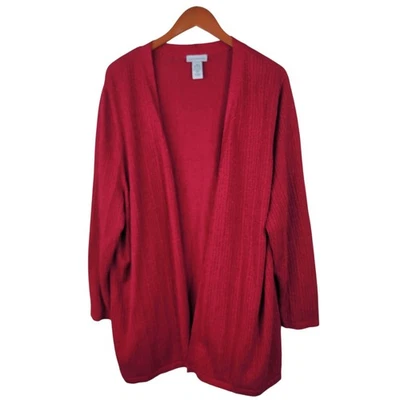 Cardigã suéter Catherines plus size 22/24 frente aberta glitter metálico 3X vermelho - Imagem 1 de 4