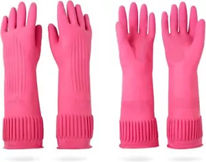 New 2 Pairs Heavy Duty Rubber Cleaning Gloves for Kitchen, Reusable, Medium - Picture 1 of 5