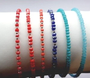 CRYSTAL RONDELLE BEADED ANKLE BRACELET ANKLET 9" + EXT - 6 COLOURS AVAILABLE - Picture 1 of 1
