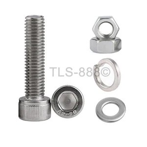 M8*16-50mm A2 Left Hand Threaded Screw Allen Key Bolt+Nut+Flat+Spring Washer Kit - Picture 1 of 7