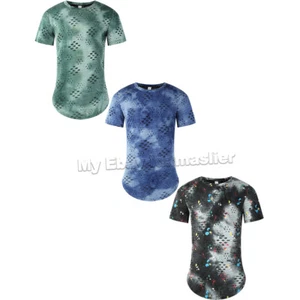 Camiseta para hombre hipster hip hop en dificultades cuello redondo rasgada dobladillo redondo - Imagen 1 de 6