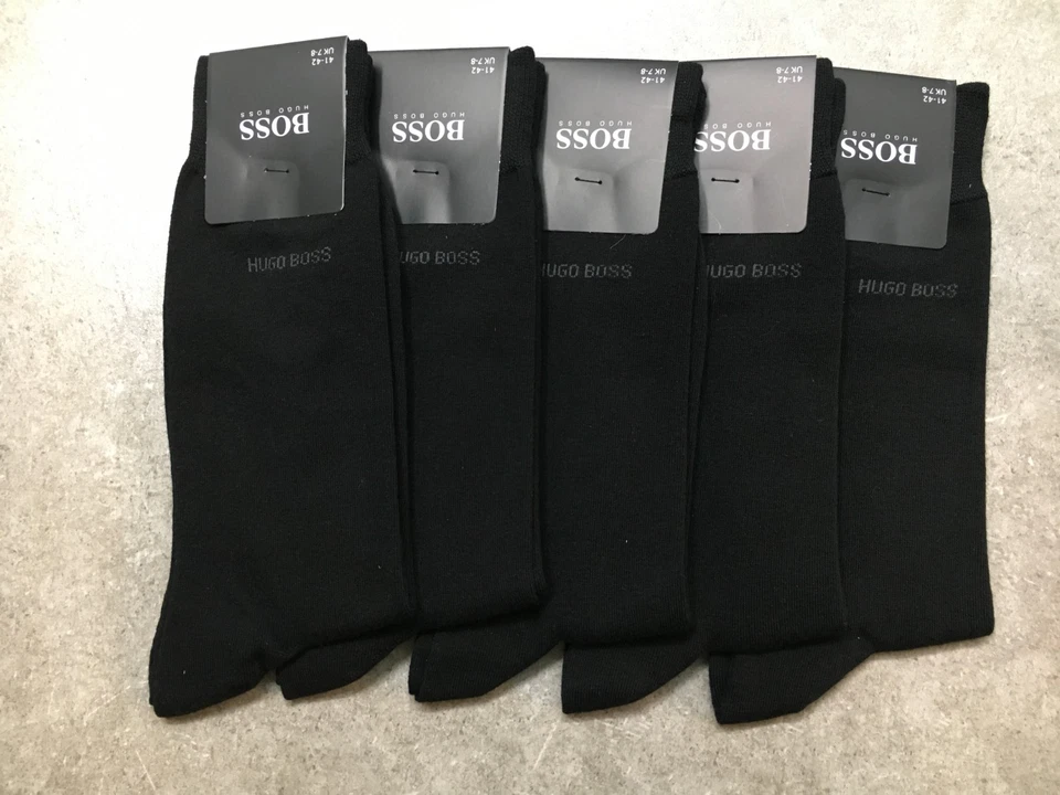 NEW 10 PAIRS  HUGO BOSS MEN'S SOCKS BLACK COLOR & white dotted in navy.Size 7-9 - Image 1 of 3