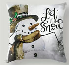 Let It Snow Snowman Christmas Throw Pillow Cover Winter Holiday Home Decor
