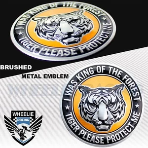 3" Metal 3D Cepillado Metal Emblema Pegatina Moto Carenado/FENDER/Tanque Tigre - Picture 1 of 1