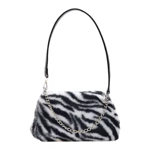 Retro Animal Chain Underarm Bags Purse Women Plush Top-handle Clutch (5) - Picture 1 of 11