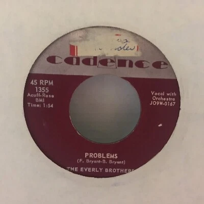   THE EVERLY  BROTHERS       7"  VINYL  SINGLE , PROBLEMS / LOVE OF MY LIFE      - Image 1 of 2