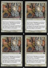 MTG: RUNE OF PROTECTION: WHITE Urza's Saga COMMON; played, Excellent x4