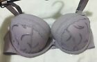 M&S Collection Embroidered Underwired Padded Plunge  Bra In Lilac 32Dd