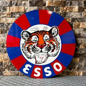 Letrero Esso Tiger vintage - Letrero retro XL Esso Motor Oil - 19,7" (50 cm) - Imagen 1 de 10