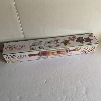 Roll & Store Rolling Pin with 9 Cookie Cutters Dishwasher Safe NIB - Image 1 of 4
