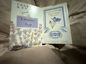 Crabtree & Evelyn Lot Of 2 Bar Bath Soap 3.5 Oz Old Stock Lavender / Freesia