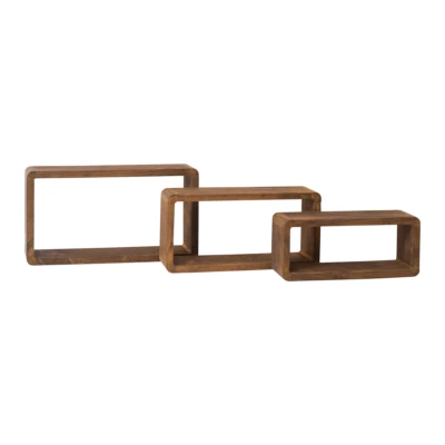 Mobili Rebecca Set 3 Mensole Parete Rettangolari Legno Scuro Design 24x41x9