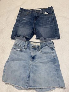 2 - Levi Strauss Shorts Girls Lot - Size 10 - Distressed High Rise Denim Jean - Picture 1 of 9