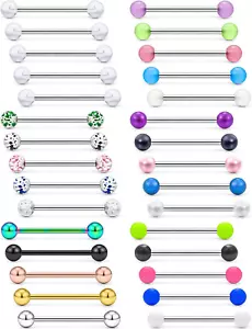 14G, 16/19/22Mml, 25/30PCS, 5Mm Ball Barbell Tongue Ring. Surgical Steel Nipple - Picture 1 of 6