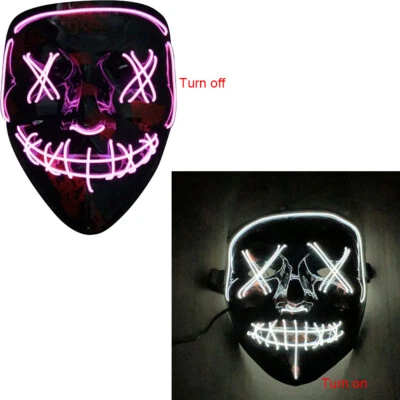 LED Light Mask Up Party Mask The Purge Election Year Party for Halloween Cosplay - Image 1 of 4