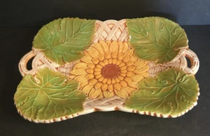 Vintage geprägte Sonnenblume rechteckiges Keramik Tablett - Bild 1 von 6