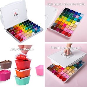 Gouache Paint Set Jelly Cup 56 Colors Non Toxic for Adults Kids Carrying Case