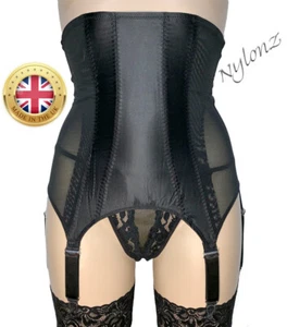Nylonz 'Vixen' Vintage Style Waspie/Cincher schwarz - 6 Riemen Chrom Hosenträger - Bild 1 von 4
