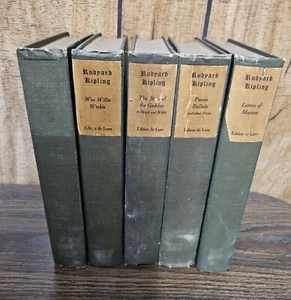 KIPLING'S WORKS 1909 5 VOLUMES EDINBURGH DE LUXE EDITION HARDCOVERS - Imagen 1 de 1