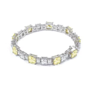 TheJewelryHut Designer Vintage-Inspired Yellow&White Crystalline Silver Bracelet - Picture 1 of 3