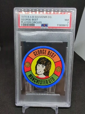1970 B.A.B. Souvenir Co. Player Circles George Best PSA 7 Foto 1 de 2