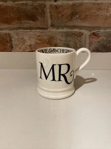 EMMA BRIDGEWATER HALBPINT TASSE - Brandneu mit Aufklebern - BLACK TOAST Design - MR