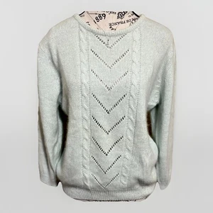 Suéter Tejido Vintage Para Mujer Grande Espuma de Mar Seda Angora Pullover Pastel Preppy Años 80 - Imagen 1 de 7