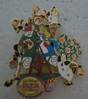 Prendedor Le 100 Subastas Disney Alicia en el País de las Maravillas 50 Aniversario Pintura Rosas Foto 1 de 2