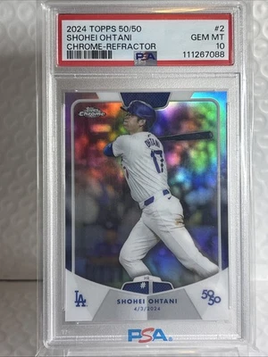 2024 Topps 50/50 Club HR #1 Shohei Ohtani Chrome Refractor #2 PSA 10 - Image 1 of 2