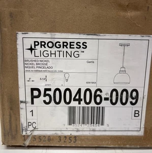 Progress Lighting Garris 1-Light Brushed Nickel Opal Glass Mini Pendant New - Picture 1 of 2
