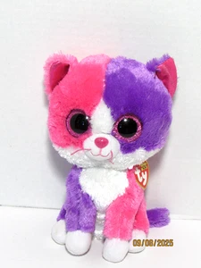 TY Beanie Boo Pellie Plush 9" Pink Purple Cat Kitten Claires Stuffed With Tag - Picture 1 of 4