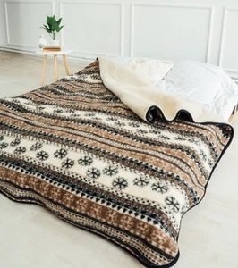 Wool Blanket Natural Sheep – Premium Warm Wool Throw, Double Bed Size - Picture 1 of 9