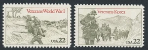 US - 1985 Korean War Vets & World War I Vets 22c - SC#2152 & 2154 Singles MNH OG - Picture 1 of 2