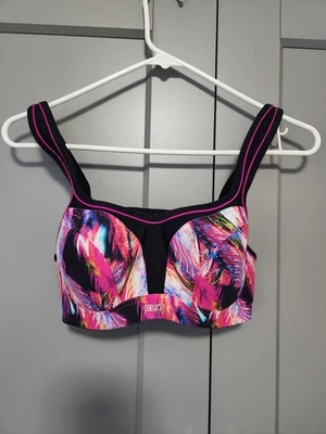 Sujetador deportivo Panache talla 32D púrpura estampado colorido 5021A con aros estampado Galaxy D Foto 1 de 4