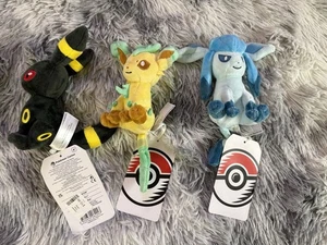 Pokemon Center Original Leafeon , Umbreon, Glaceon Sitting Cuties Plush NWT - Picture 1 of 5