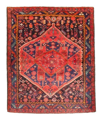 Alfombra tradicional vintage anudada a mano alfombra de lana oriental de 4'9" x 5'7" Foto 1 de 4