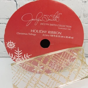 Jaclyn Smith 100 ft borde con cable 2,5" CINTA DORADA BRILLO Noticias de Navidad - Imagen 1 de 10