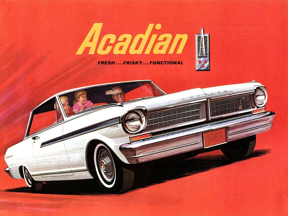 1963 Ad Pontiac Acadian Canadian Chevy II Illustration 8 x 10 Giclee print - Image 1 of 1