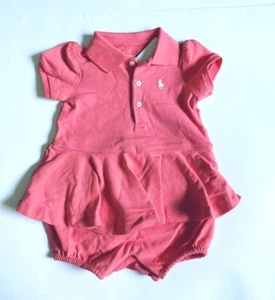 Polo Ralph Lauren Bebé Niña Peplum Mameluco Poni Logo Malla Shortall 9M Rojo - Imagen 1 de 8