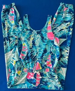 Lilly Pulitzer Girls L Imogen Jumpsuit Hey Bay Bay Tideline Sailboat Print *READ - Picture 1 of 13