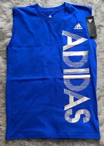 NWT Boy's Adidas Logo Tank Top Royal Blue and Silver, Size LARGE (14-16) - Picture 1 of 2