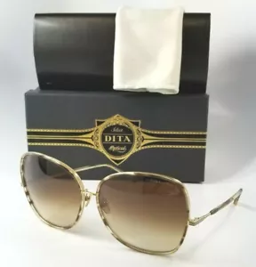 NUOVI OCCHIALI DA SOLE OVERSIZE DITA MARRONE/ORO SFUMATO BLUEBIRD TWO 21011B TITANIO - Foto 1 di 8