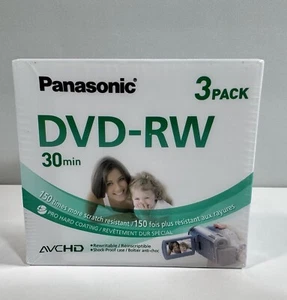 Panasonic Mini DVD-RW Pack Of 3 AVCHD For Camcorders 30 Min - Afbeelding 1 van 4