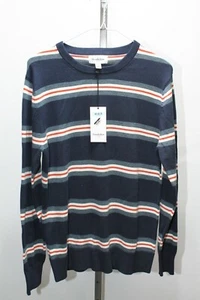 Goodfellow & Co. Men's Small Blue Striped Sweater Long Sleeve NEW 100% Cotton - Picture 1 of 7