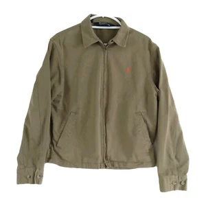 Polo By Ralph Lauren Flight Jacket Mens Medium Tan Khaki Lined Full Zip Pony - Picture 1 of 15