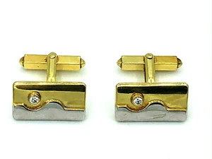 Manschettenknoepfe in 333/- 8 crt. GG / WG mit Zirkonia - Bild 1 von 3
