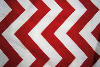 1 Yard Red White Chevron Canvas Fabric 36" X 44"  - Image 1 of 2