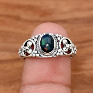 Anillo de ópalo negro, anillo de plata de ley 925 para mujer, anillo hecho a mano, anillo de piedras preciosas - Imagen 1 de 3