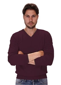 MARIA DI RIPABIANCA PULLOVER V-AUSSCHNITT ZWEIFARBIG HERREN KASCHMIR 100% MADE IN ITALY - Bild 1 von 12
