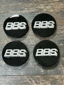 BBS 3D Black & Silver Centre Caps 70mm RM RZ RG RS - Picture 1 of 3